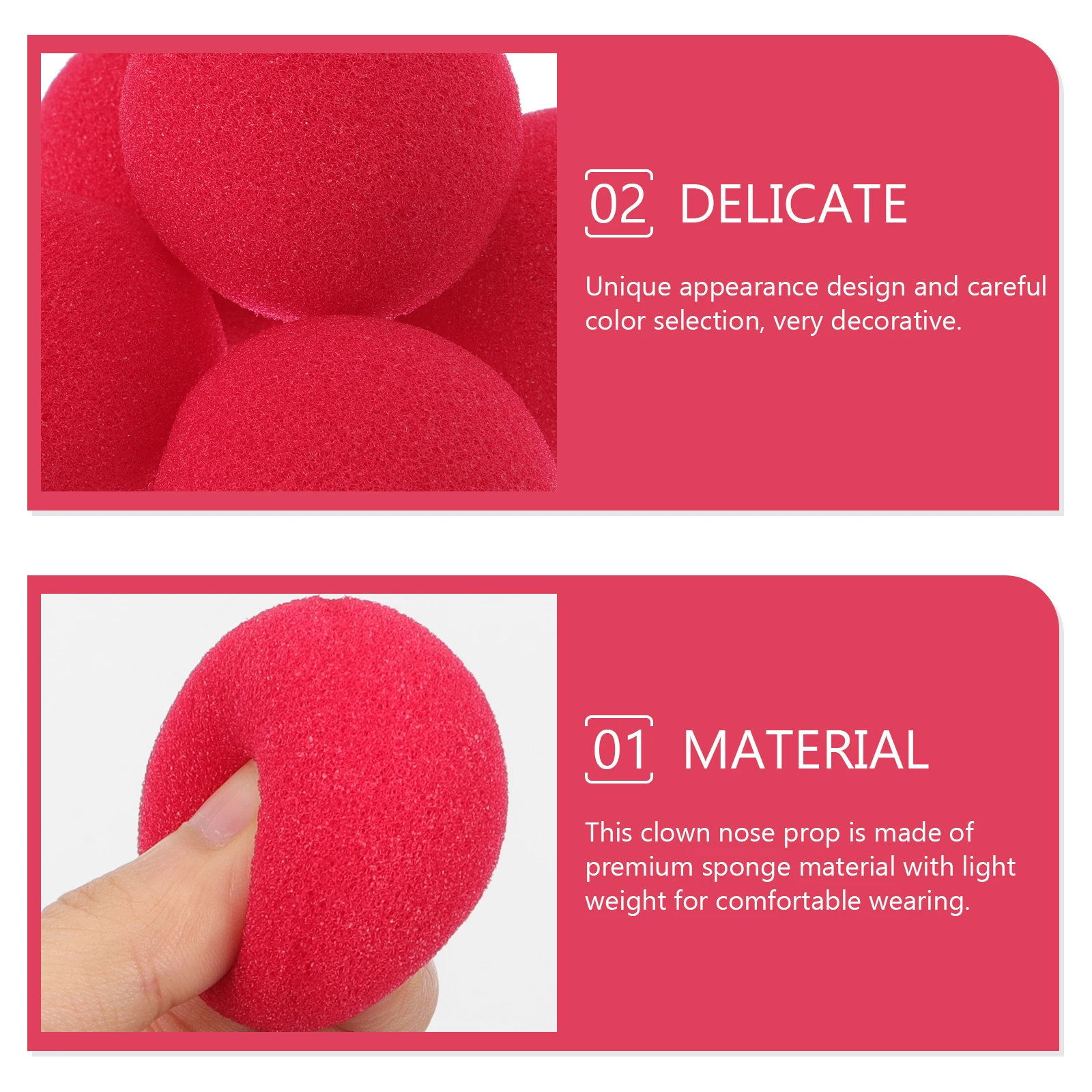 

50Pcs Lightweight Red Clown Nose Sponge for Cosplay Party Costume Carnival Fun Decor Accessory Prop Red Clown Nose