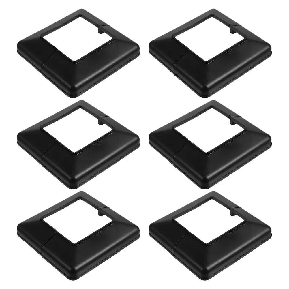 

6Pcs Protective Fence Post Covers Split Style Plastic Post Base Skirt Black 8x8cm Deck Railing Column Wrap Porch Skirt