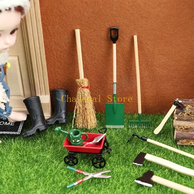 E7CE 12pcs Ornamento jardín en miniatura y herramientas para accesorios creación escenas casas muñecas