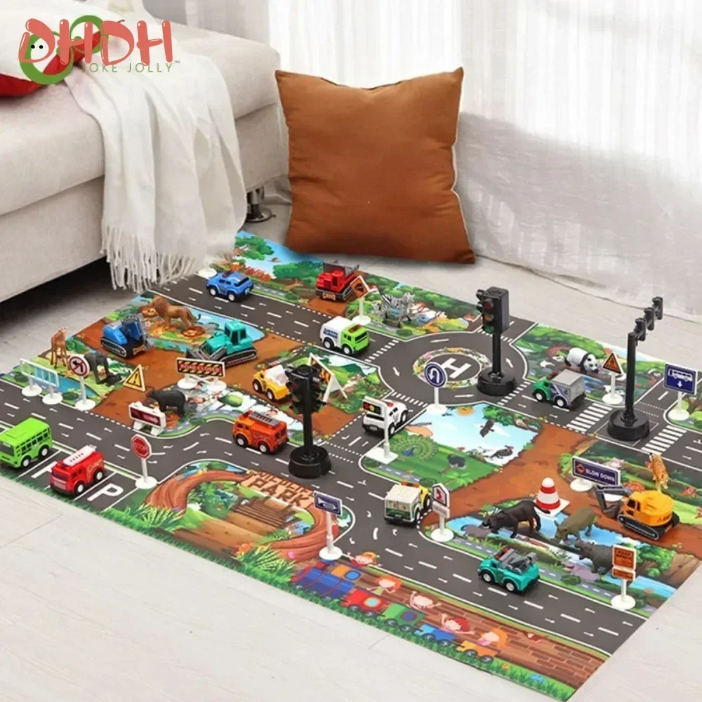 Waterproof Baby Play Mat City Traffic Road Map Mat Carpet City Car Parking Lot Roadmap Traffic Signs Baby Climbing Playing Mat