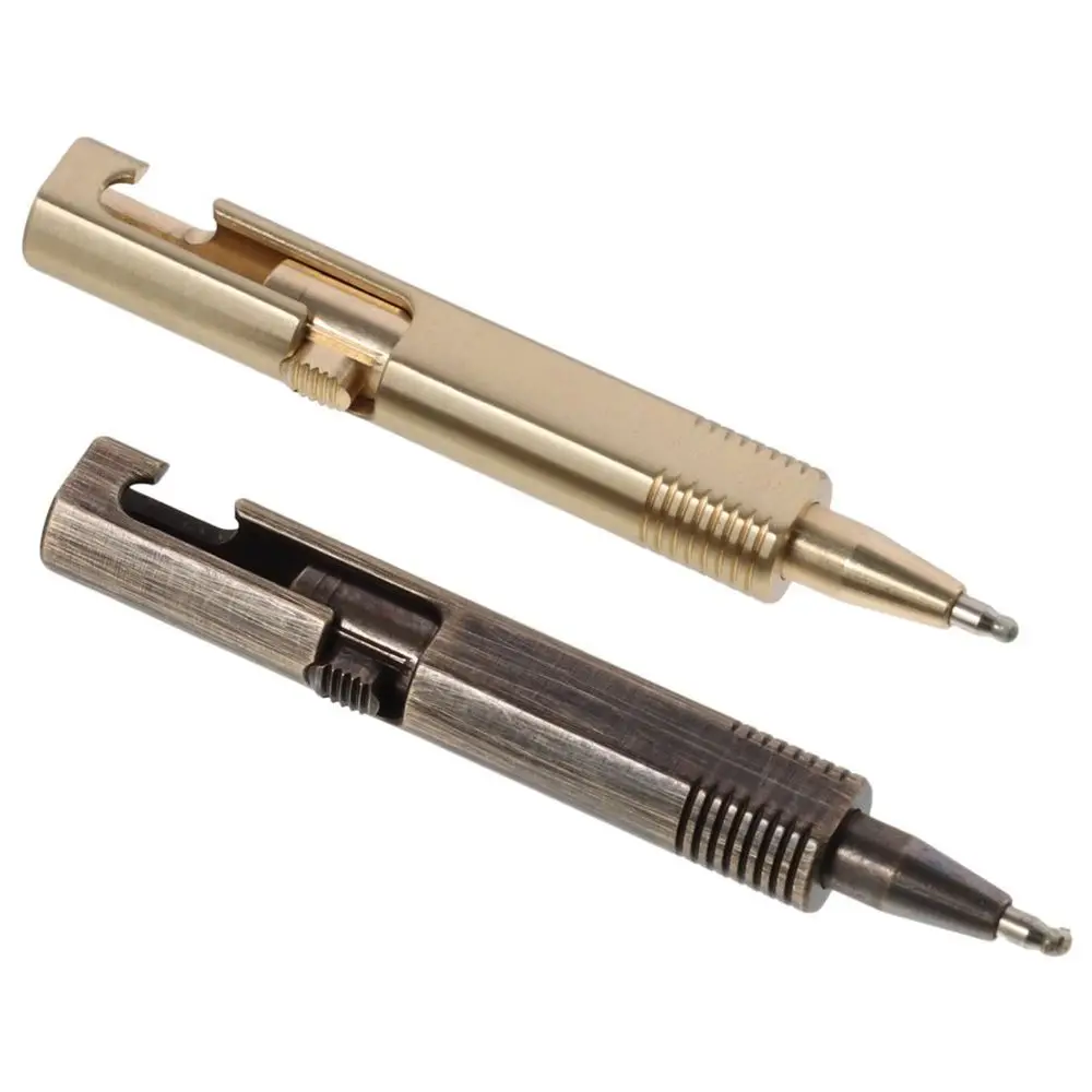 Mini Brass Pen Easy Carry Refillable Retractable Bolt Action Ballpoint Pen Signature Pen