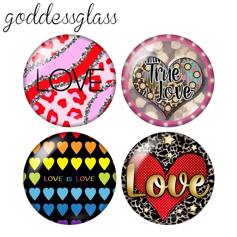 New Love Hearts Patterns Valentine's Day 10pcs 12mm/18mm/20mm/25mm Round photo glass cabochon demo flat back Making findings