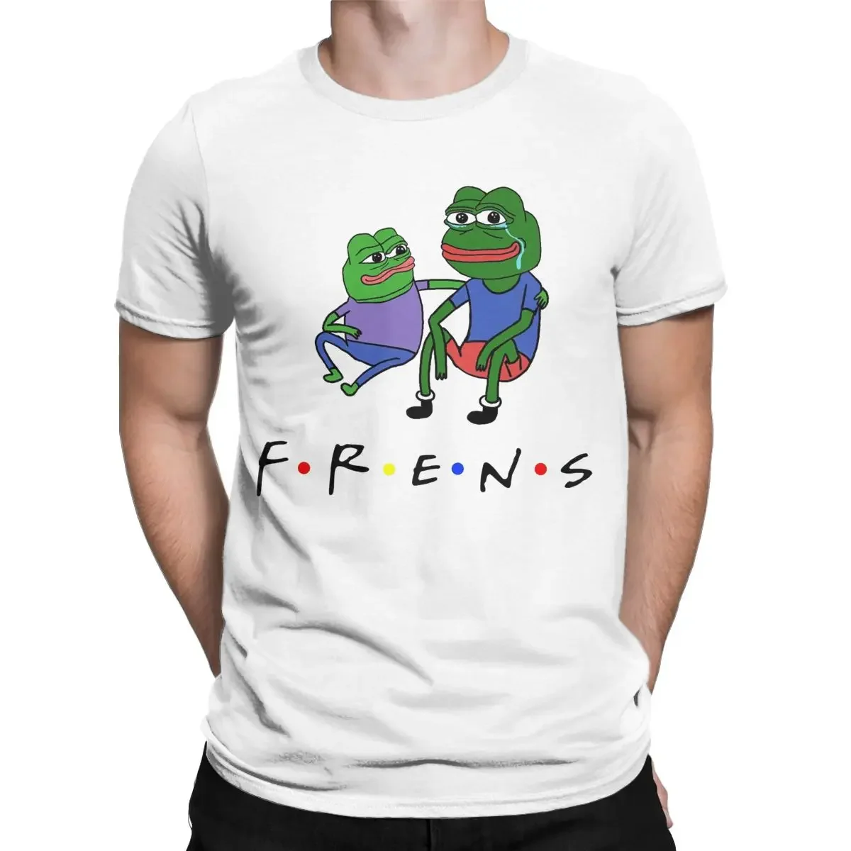 Pepe Frens T Shirts for Men Cotton Vintage T-Shirts O Neck Tee Shirt Short Sleeve Clothing Gift