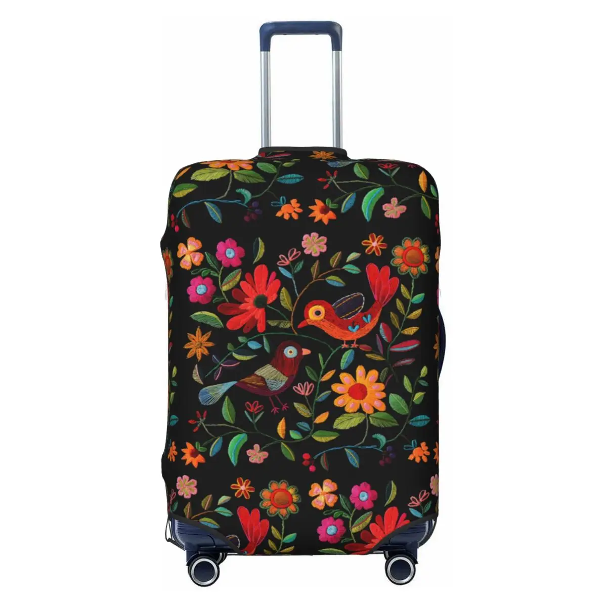 

Пользовательские мексиканские Otomi Art Birds Flowers Чехол для чемодана Эластичные дорожные чехлы для багажа на 18-32 дюймов