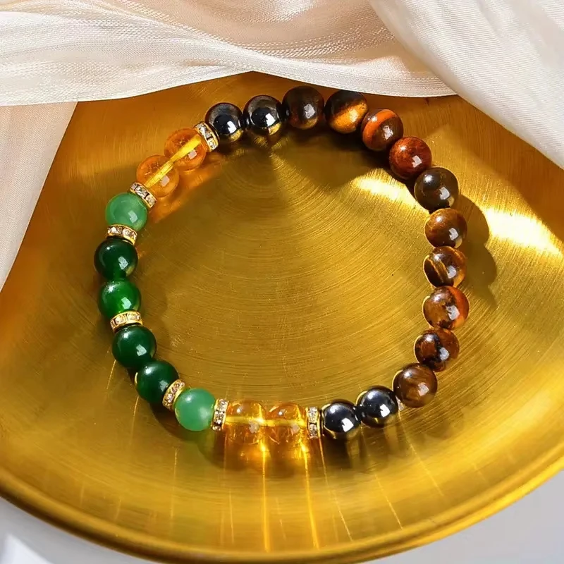Chakra Balancing Bracelet - Tiger Eye, Green Aventurine & Citrine Healing Stones for Wealth & Positivity
