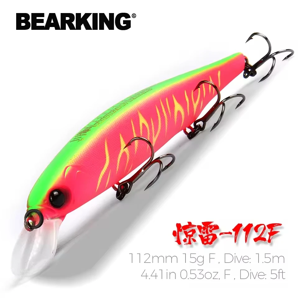 Bearking 112mm 15g New hot model fixed weight system fishing lures hard bait dive 1.5m quality wobblers minnow