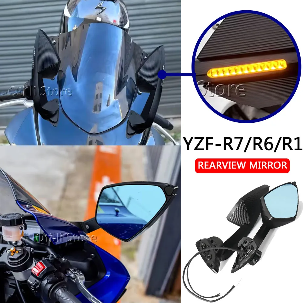 

Turn Lights Side Mirrors with LED Turn Signal Indicator Motorcycle Rearview Mirror For YAMAHA YZF R7 2021-2025 YZF R6 YZF R1