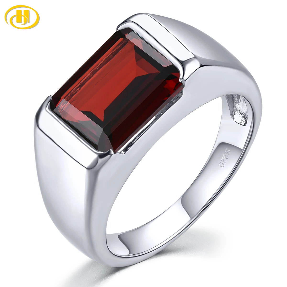 

Natural Red Garnet Solid Sterling Silver Unisex Design Ring 4.8 Carats Genuine Gemstone Classic Fine Jewelrys New Year Gifts