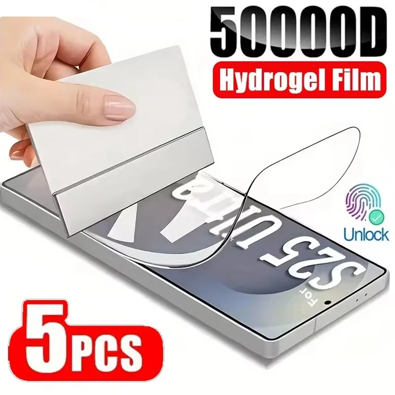 5Pcs Screen Protector For Samsung S26 Ultra S25 S24+ A57 A37 A17 A05 A15 A55 A26 A36 A56 A16 HD Scratch Resistant Hydrogel Film