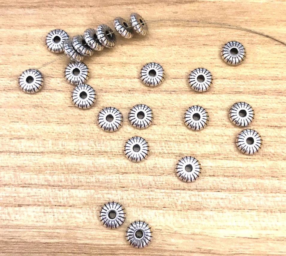 

100pcs 6*1.9mm, hole 1.3mm Tibetan silver color Vintage spacer beads for handmade HW3865 Zinc alloy metal