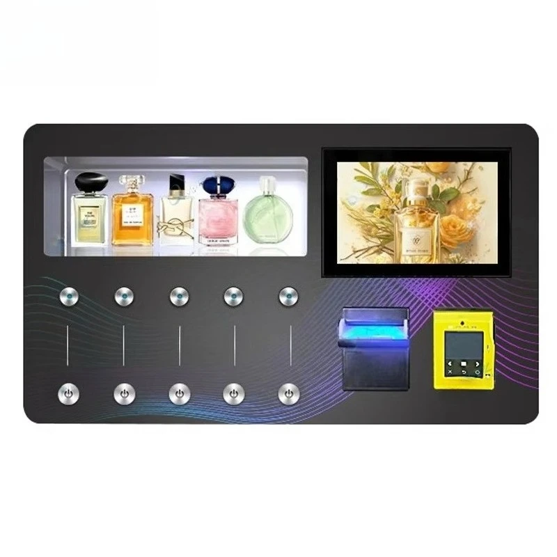 

Customized Wall-mounted Automatic Small 5ml Cash Banknotes Coin Operated Credit Card Perfume Spraying Dispenser Vending Machine