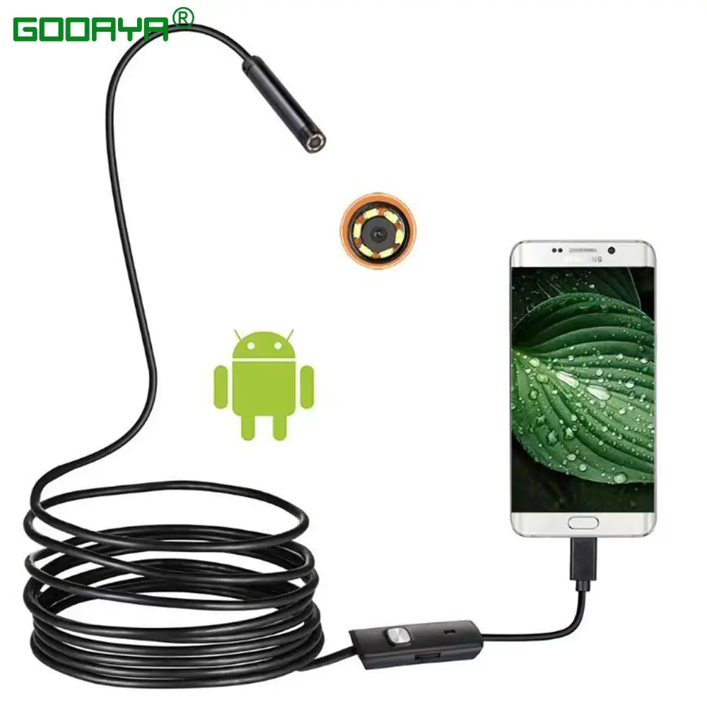 7.0/5.5 MM IP67 Waterproof Endoscope Camera 6 LEDs Adjustable USB Android Flexible Inspection Borescope Cameras for Phone