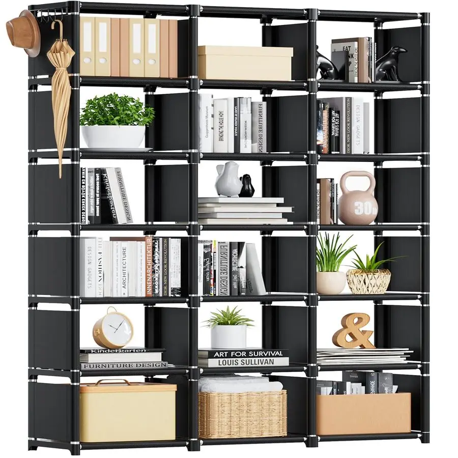 

Bookcase, 18Cube Extra Large Book Shelf, DIY Cube Storage Organizer for Bedroom, Living Room, Home Office Black