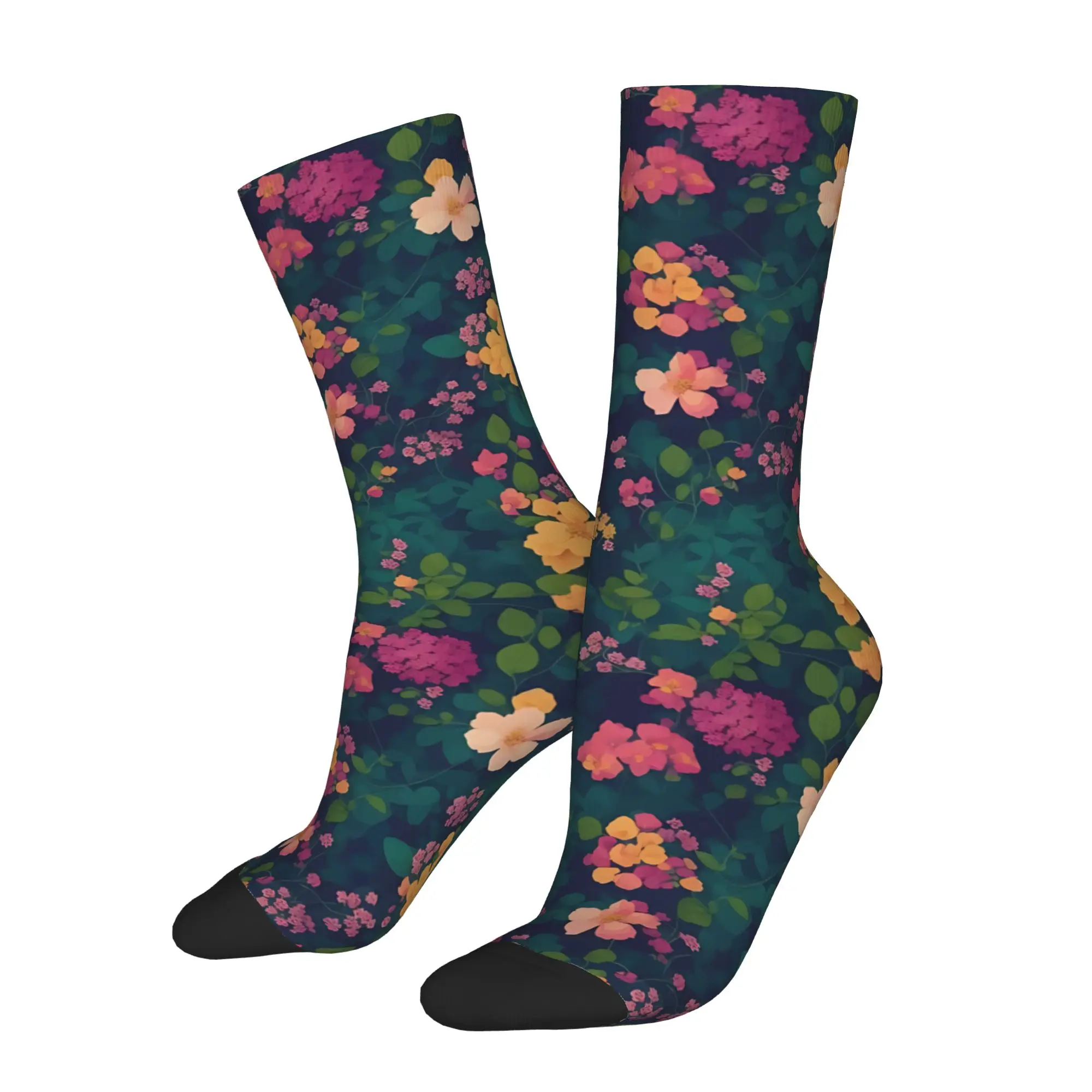 

sports socks customized items Embrace Nature flowers with leaves Retro Harajuku Street Style Novelty Seamless Sock