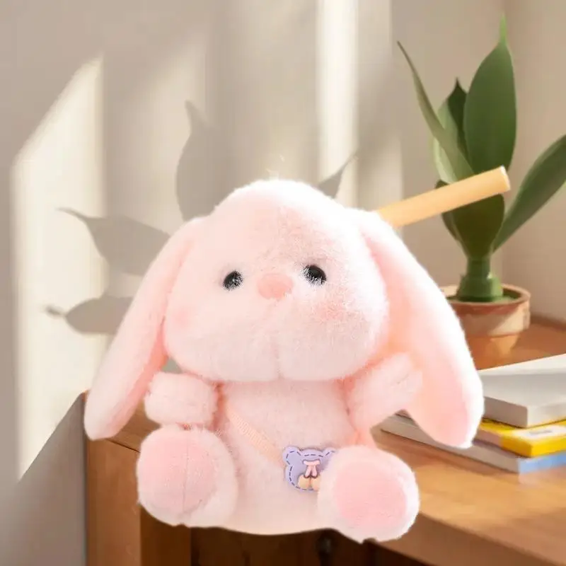 Cartoon Rabbit Stuffed Keychain Cute Soft Plush Bunny Doll Keyring Backpack Pendant Charm.