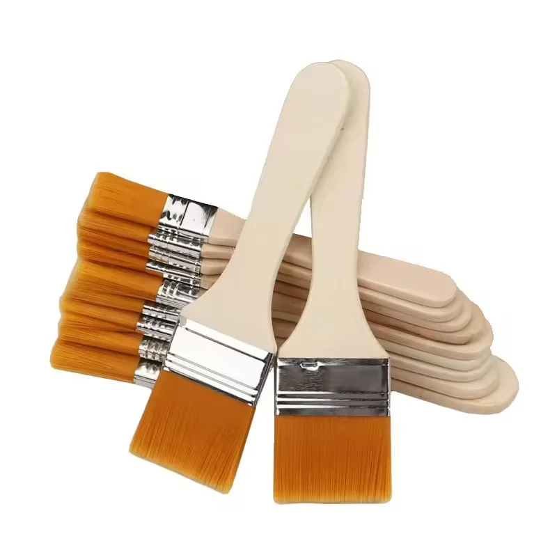 Ensemble de 12 pinceaux à peindre en nylon à manche en bois pour la pratique de la peinture artistique, poils synthétiques doux, fournitures pour aquarelle.