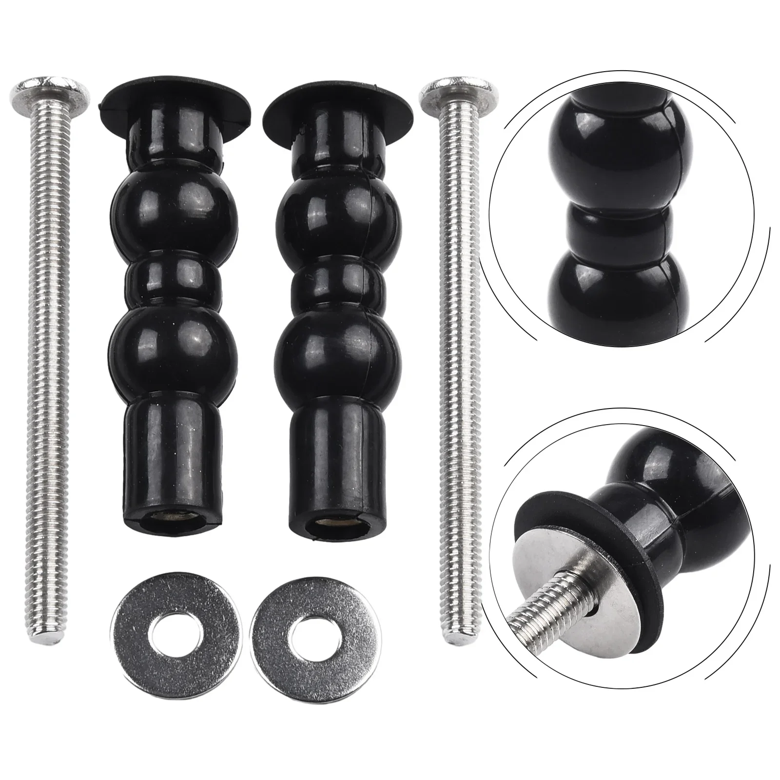 2 Pack Toilet Seat Screws Hinges Toilet Hinge Screw Compatible Expanding Rubber Bolt Top Nuts Set Bathroom Accessories