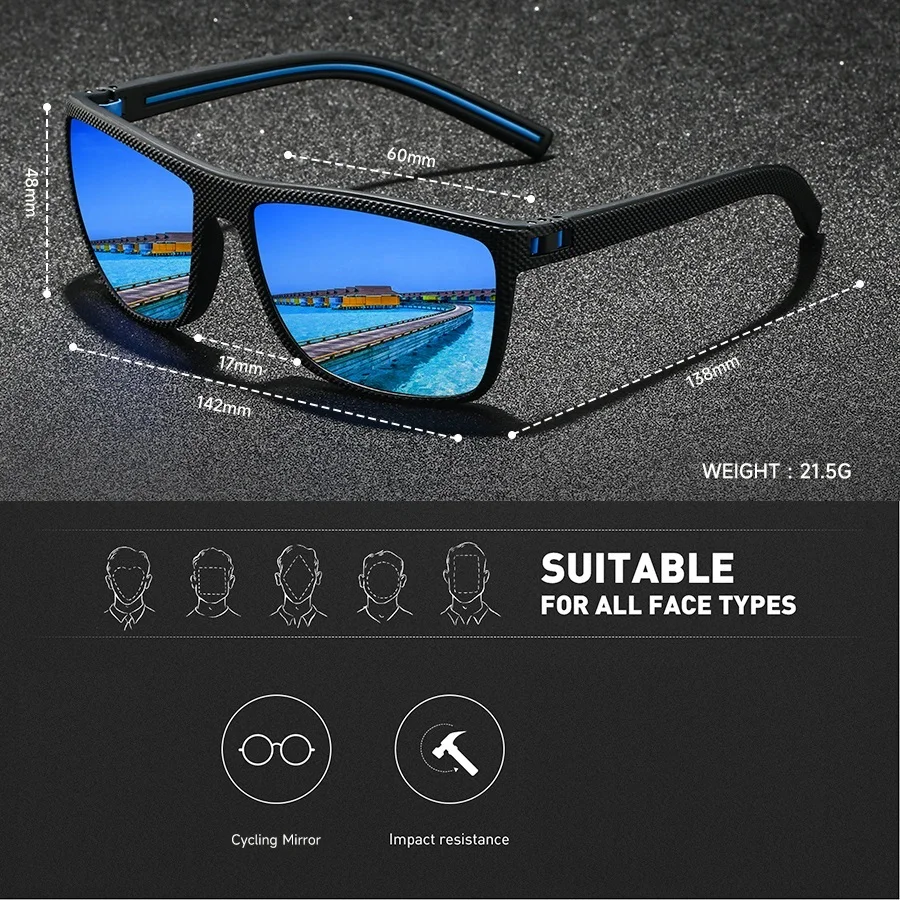 Classic Vintage Check Pattern Square Polarized Sunglasses Men Women Fashion Fishing Driving Man Sun Glasses Retro Eyewear