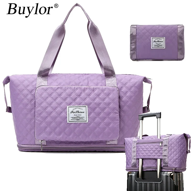 

Buylor Large Capacity Travel Duffle Bags for Women Waterproof Foldable Luggage Bag Lingge Shoulder Bags Gym Yoga Storage Handbag