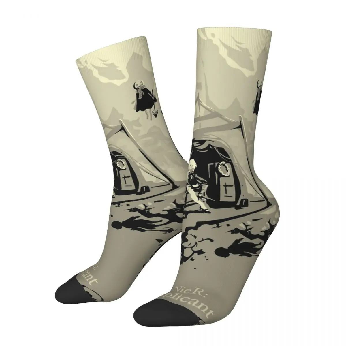 Hip Hop Retro Game Crazy Men's compression Socks Unisex NIER Replicant Harajuku Pattern Printed Funny Novelty Happy Crew Sock