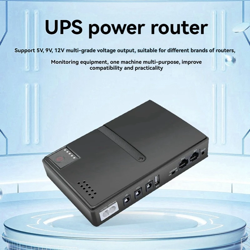 UPS Uninterruptible Power Supply 1018L-5V 9V 12V 15V 24V, Large Capacity Backup Power Adapter For Wifi Router US Plug-A38R