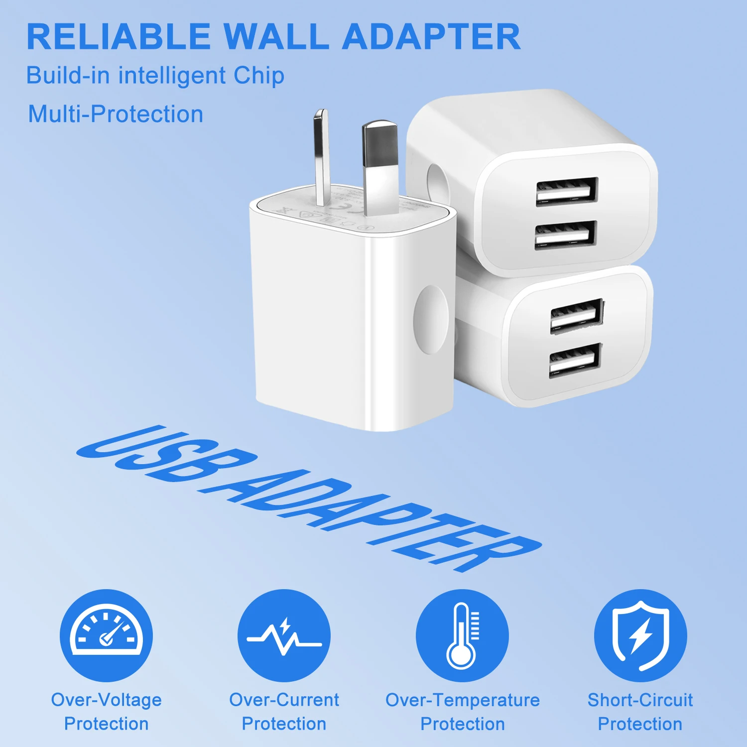 1/3/5/10pcs Universal 5V 2.1A Charger AU Plug Adapter Cell Phones Dual Port  Power Plug Standard Wall Adapter For Mobile Phone