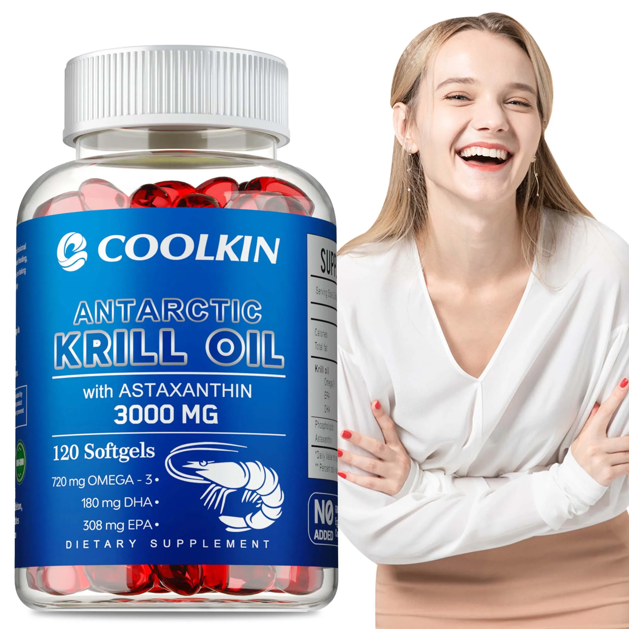 

Antarctic Krill Oil 3000mg - Omega-3 EPA, DHA, Natural Astaxanthin, Maximum, Promote Heart & Joint Health, Reduce Joint Pain