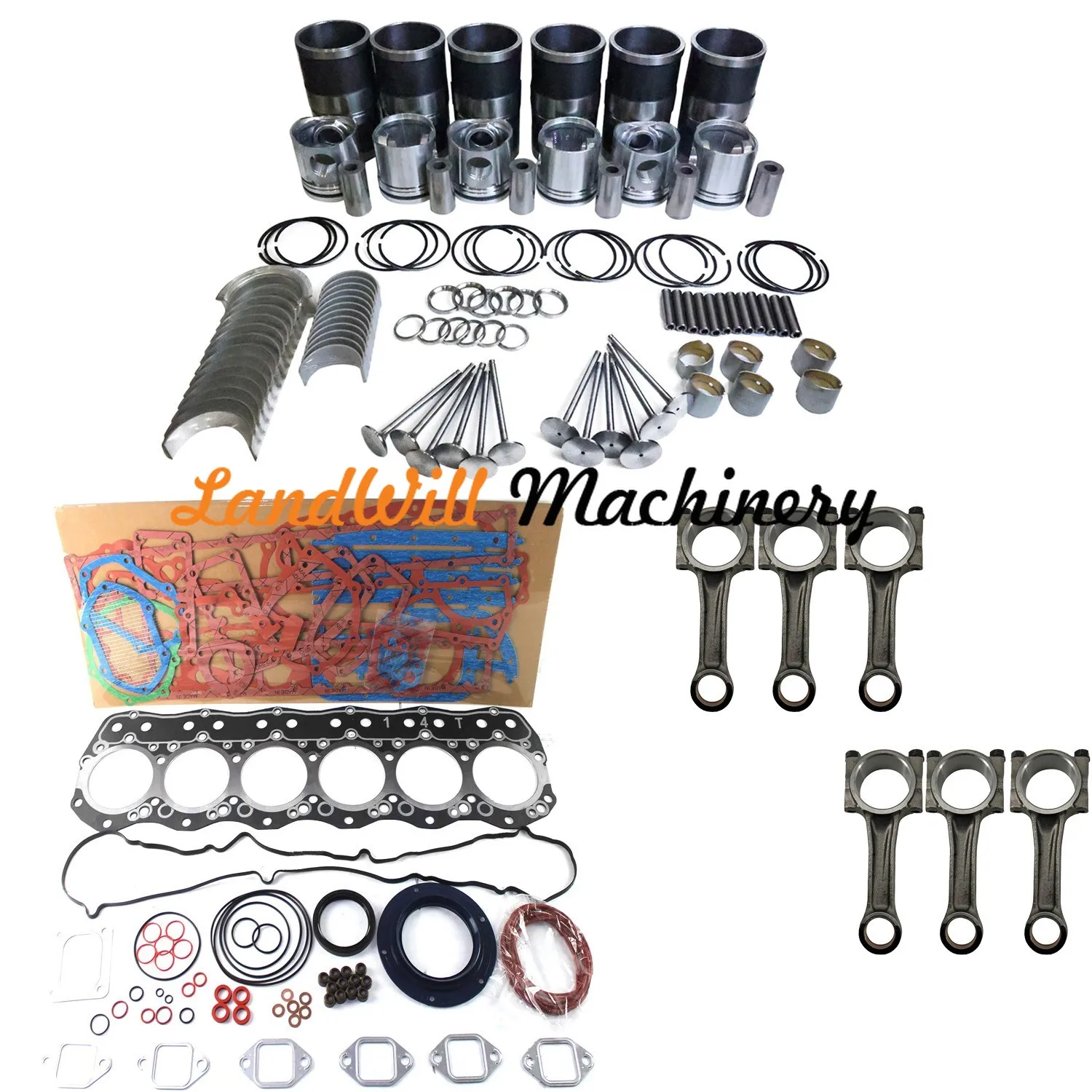 Overhaul Rebuild Kit + 6pcs Connecting Rod Fits For Mitsubishi 6D14 Engine