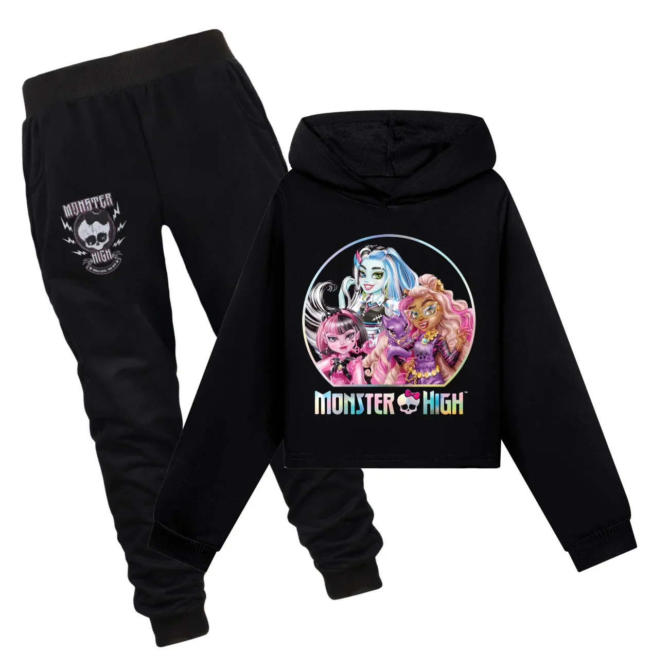 

Spring Fall Monster‘s Cartoon Boys Girls Short Top Hoodie+Pants 2pcs Set Children Clothing Sweatshirt Suits Kids Sportsuit 2-16Y