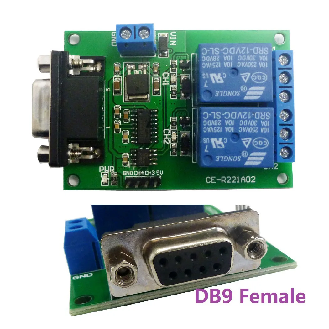 

TB351 2 Channel Serial Port Relay Module DC 12V PC Computer USB RS232 DB9 RS485 Uart Remote Control Switch Board Smart Home