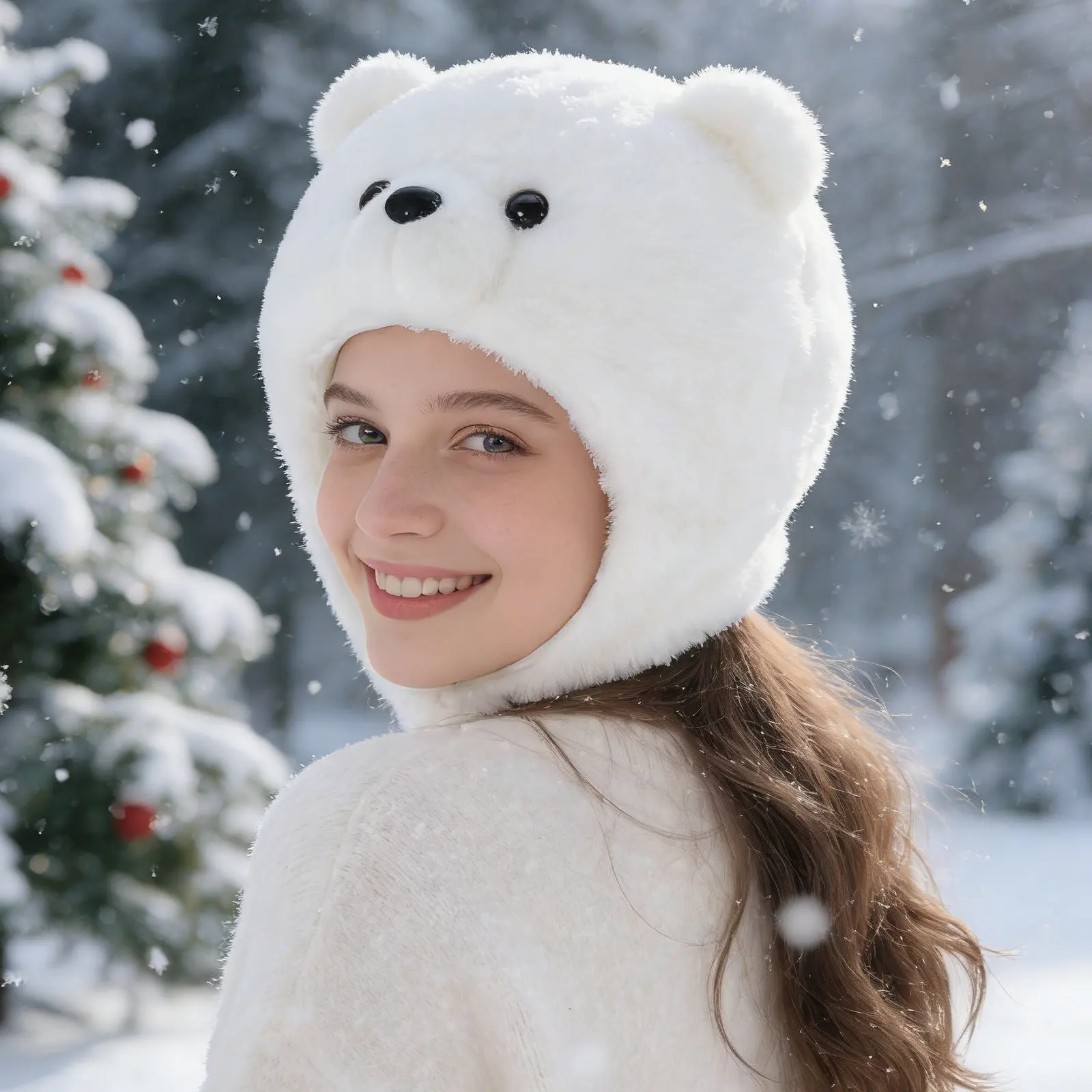 

Мягкая и уютная шапка-маска в виде полярного медведя для вечеринок, Хэллоуина, косплея, карнавала, Рождества, Пасхи, животный костюм, головной убор