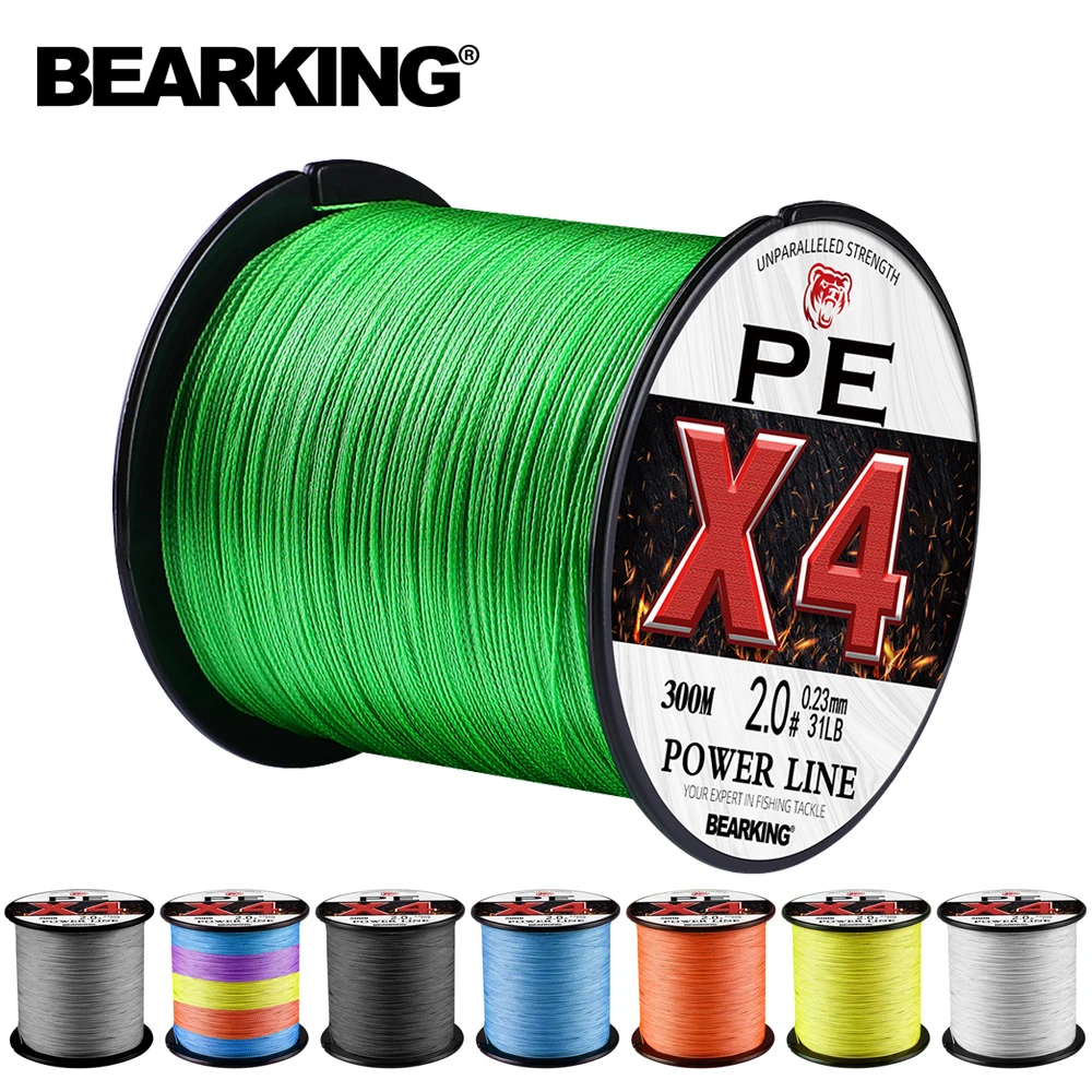 BEARKING-PE Braided Wire for Carp Fishing, Multi Wire, 8 Colors Available, 100m, 300m, 500m, 4 Strand, 10-93LB