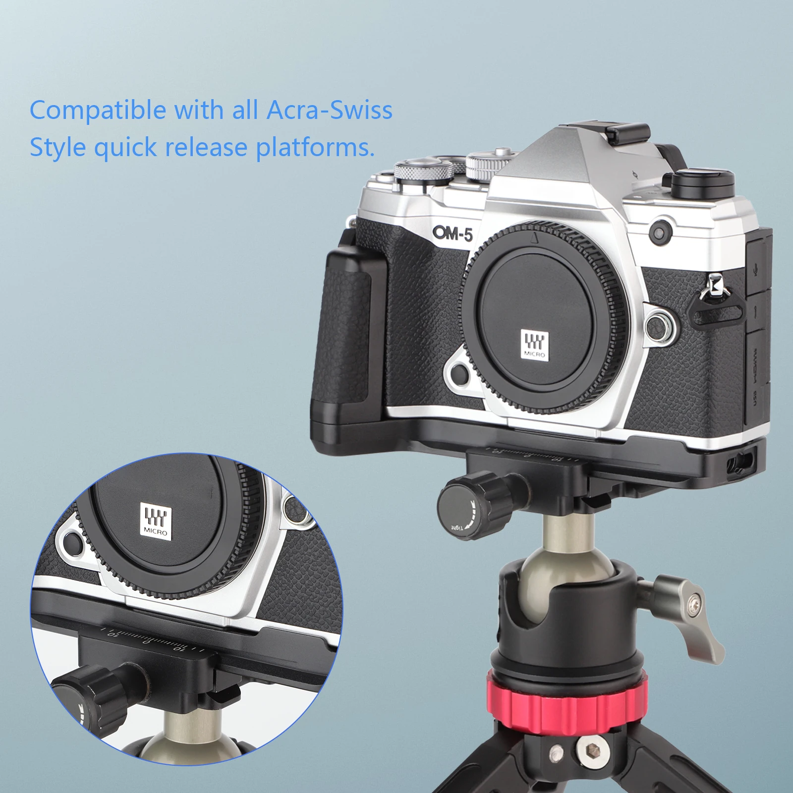 OM SYSTEM（オーエムシステム） OM-5用ハンドグリップ Haoge HG-OM5 Camera Bracket Holder Hand Grip for OM SYSTEM OM-5