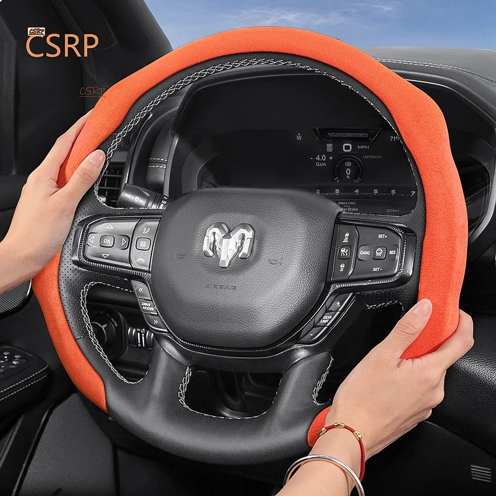 Suede Snap-On Steering Wheel Cover Non-Slip Durable for Ram Pickup Promaster 1500-5500
