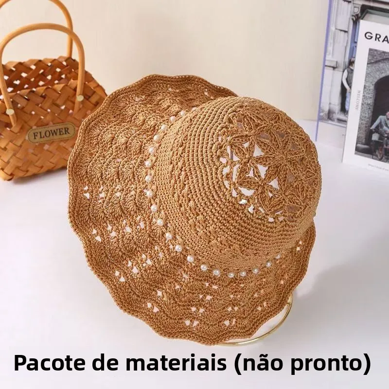 kit-de-material-para-croche-de-chapeu-de-verao-artesanal-diy-com-fio-de-seda-gelada-e-flor-de-croche-kit-para-fazer-chapeus