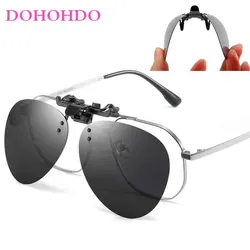 DOHOHDO 2022 Polarized Photochromic Flip Up Pilot Lens Driving Night Vision Glasses UV400 Clip On Sunglasses Lenses Anti Glare