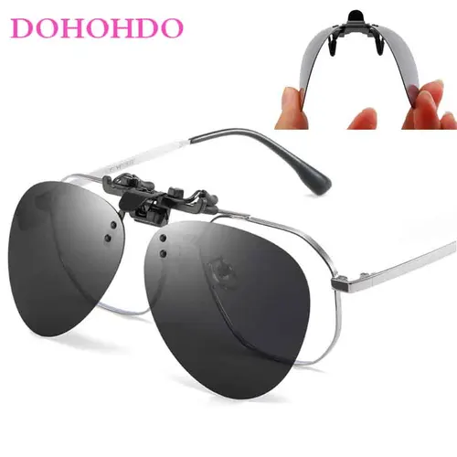 DOHOHDO 2022 fotocromático polarizado Flip Up lente piloto conducción gafas de visión nocturna UV400 Clip en gafas de sol lentes antideslumbrantes