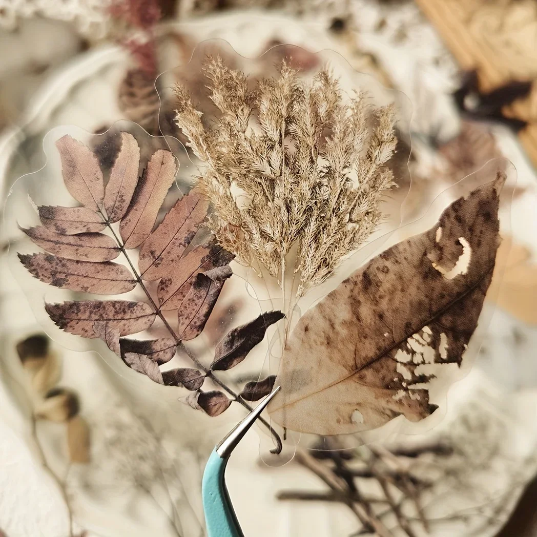 40 pcs Rose Plant Natural plants Flower Stickers DIY scrapbook PET Material Handbook Water Cup Plant Transparent Sticker