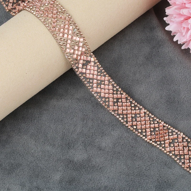 RESEN Mixed Styles Hotfix Rhinestone Tape Trim Glitter Glass Rhinestone Banding Ribbon Trim Iron On Garments Shoes Decoration