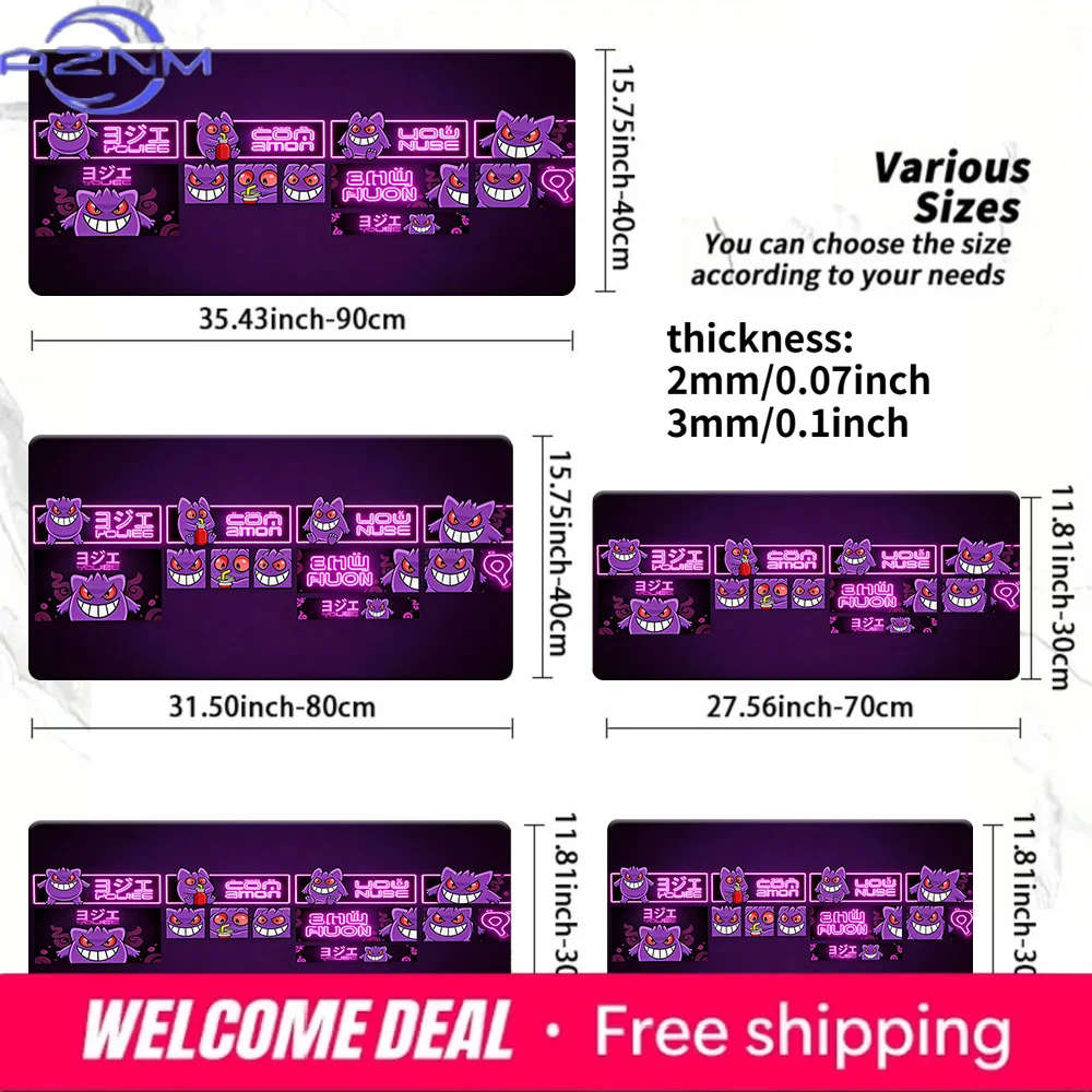 Neon Gengar Gaming Mouse Pad Non-Slip Desk Mat