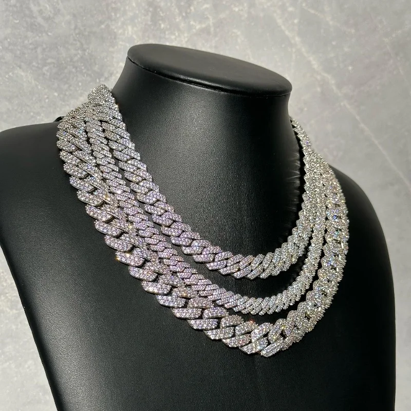 Cuban 8/10/12mm Link Chain Pass Tester VVS Miami Cuban Necklace 925 Silver Hiphop Moissanite Cuban Chain.