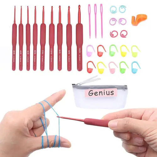 새로운 인체공학적 핸들 DIY 뜨게 바늘, 크로셰 후크, 공예 도구, 직조 원사, 1 세트, 9 개