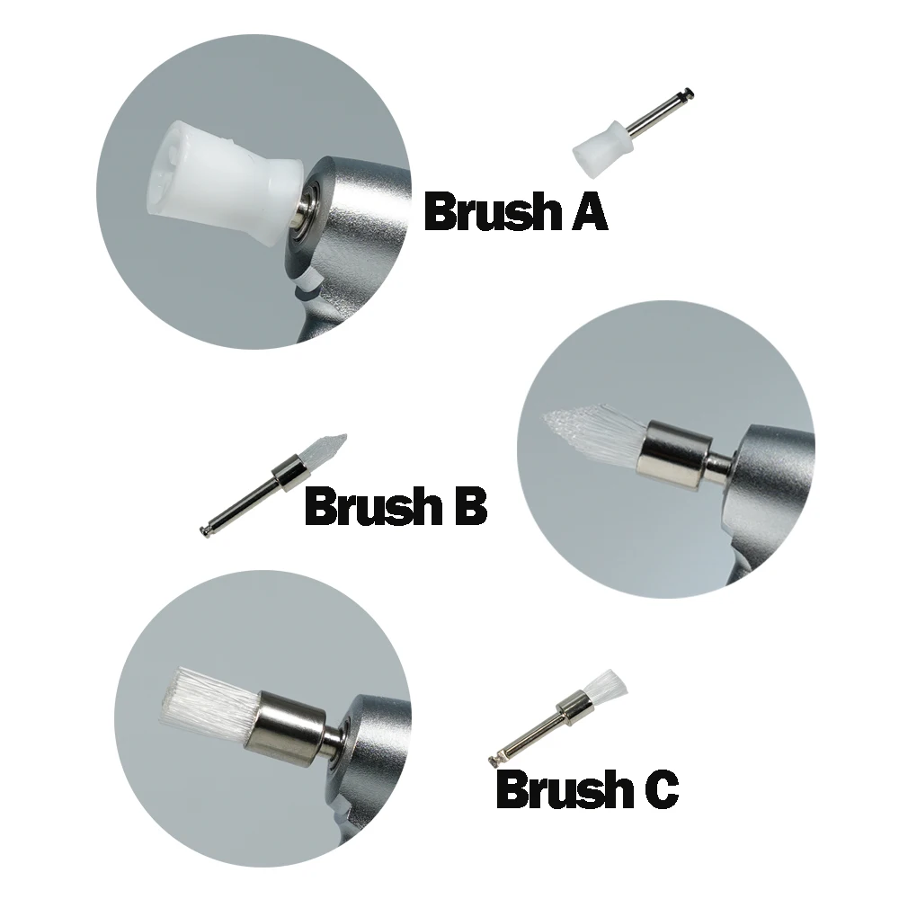 100 sztuk/pudło stomatologia szczotka do polerowania zębów polskie szczotki profilowe 2.35mm CA do maszyny kątowej materiał stomatologiczny nylon płaski