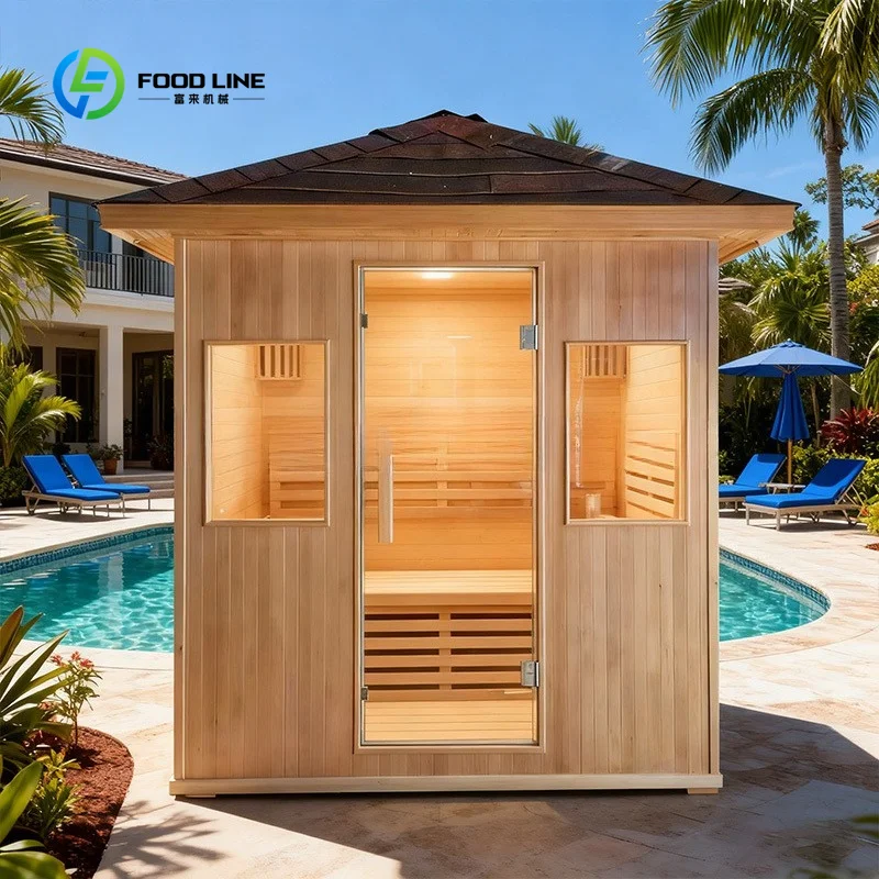 Customized Professional Indoor Dry and Wet Steam Combined Sauna House Red Cedar Wood 2-3 Person Sauna