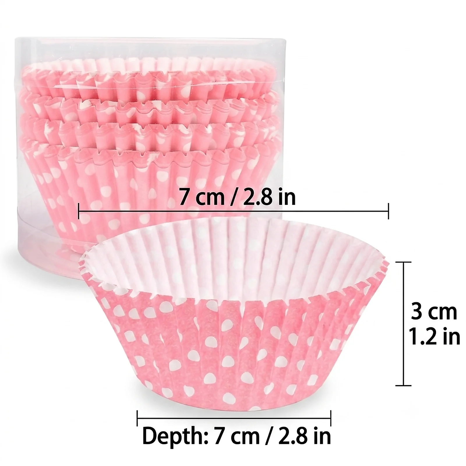 Zoyiancy Pink Polka Dot Cupcake Liners, 100 Count Paper Baking Cups for Muffins, Birthdays, Weddings, Dessert Tables