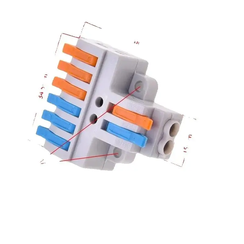 

5PCs wire connector 2 input 3 input 4/6/9/12 output universal quick terminal block 0.08-4mm cable screw fixed line distributor.