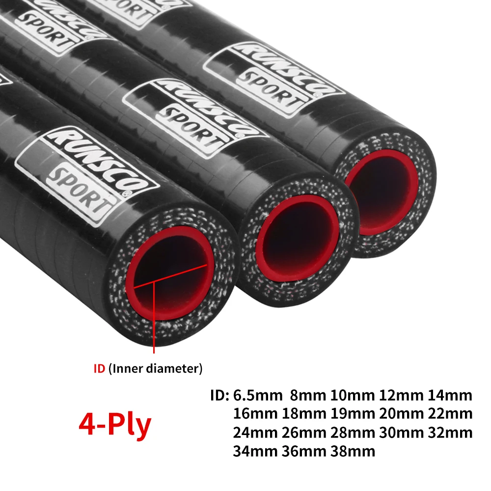 Meter Silicone Straight Hose ID 12mm/14mm/16mm/19mm Black Coolant Intercooler Turbo Tube Air Intake Piping Water Hose Pipe 4Ply