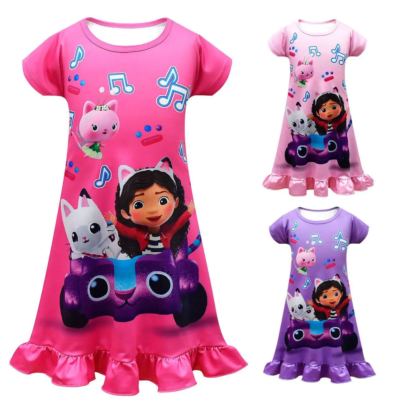 Pyjama à manches courtes pour enfants, vêtements d'été pour filles, robes de maison de poupée, robes de nuit, costumes de fête d'anniversaire pour enfants