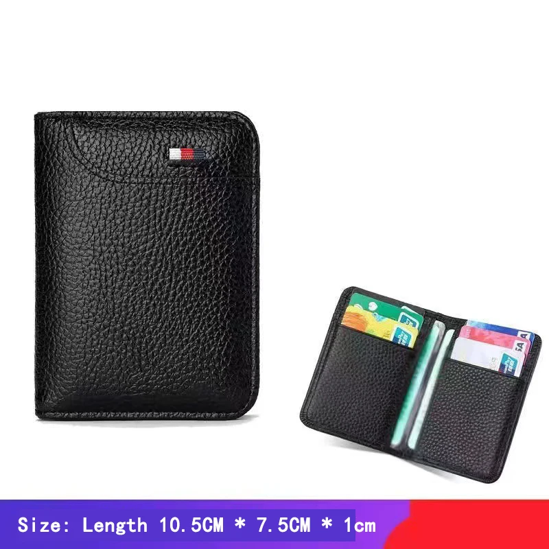 Best-Selling Zipper Leather Credit Card Holder Wallet Money Clip For Men Minimalist RFID Bifold