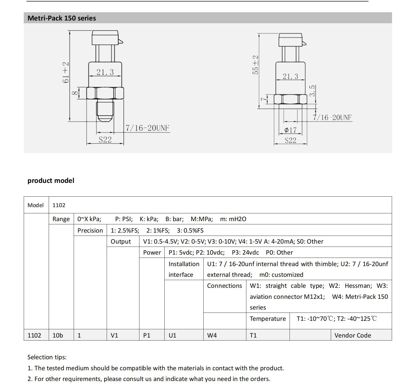 NT1102 Mini-Drucksensor, Messbereich -1 ~ 100 bar, für Luft und Wasser, 4-20mA Druckmessumformer und -transmitter – Detail 9